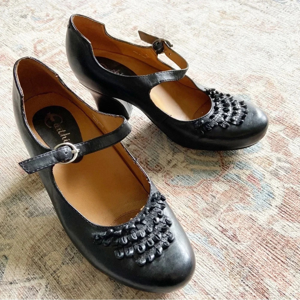 Earthies Black Leather Mary Jane Heels Dark Academia Size 7 Whimsigoth - Picture 14 of 14